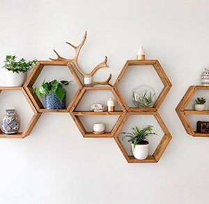 Honeycomb Pattern Hanging Shelves