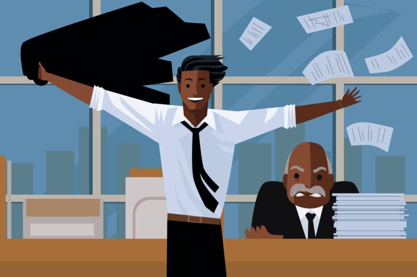 Picture of employe quitting his job fearlessly