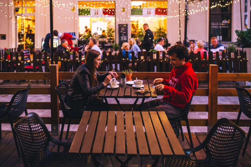 Couple Dating in Restaurant