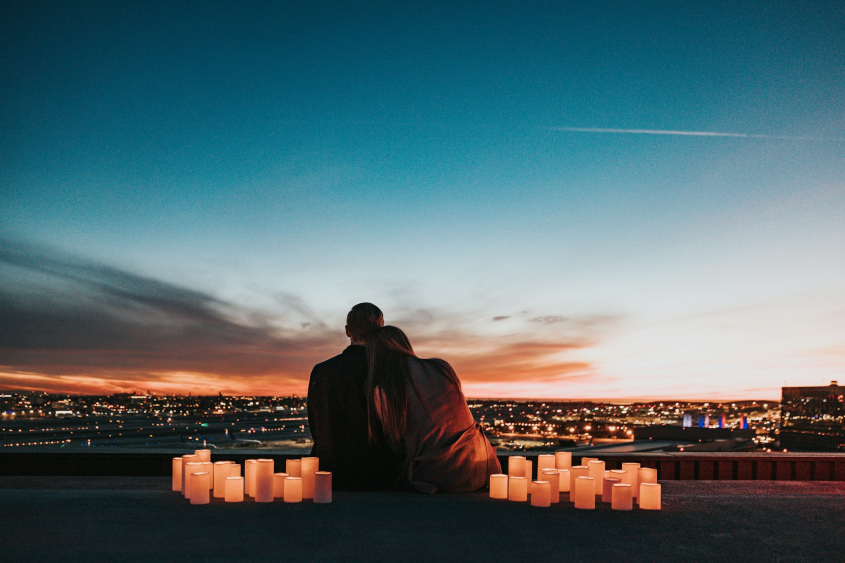 Picture of couple watching city night view