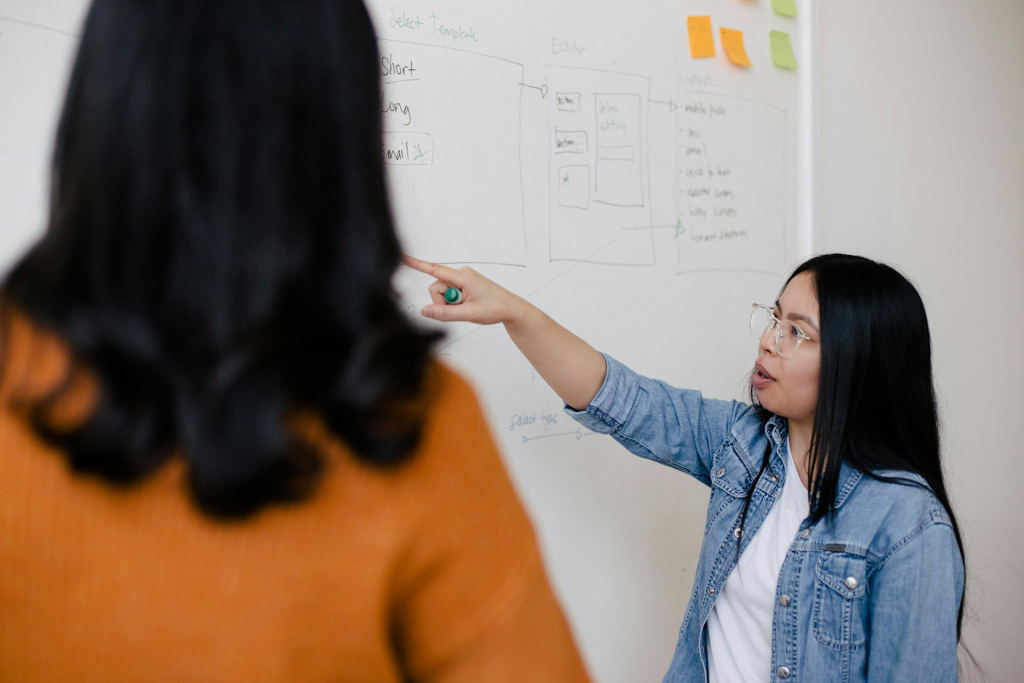 Picture of two women developing marketing strategy